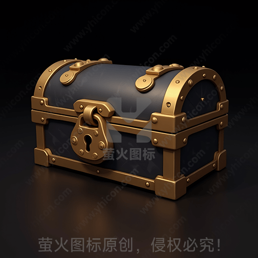 复古风格的金属宝箱，上锁