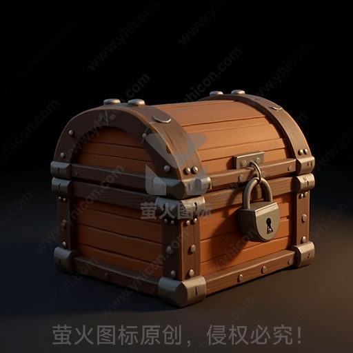 一只带锁的木质宝箱