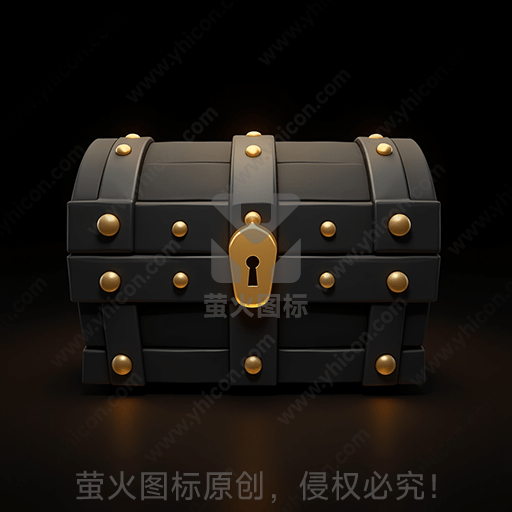 黑色带金属条的古老宝箱