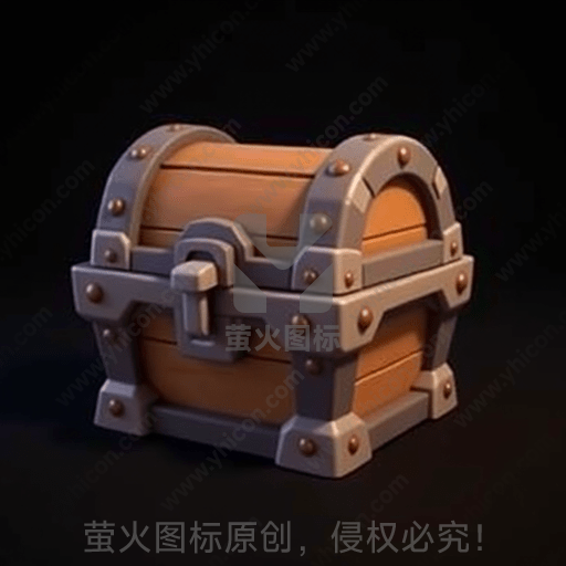 一只古风木制金属加固宝箱