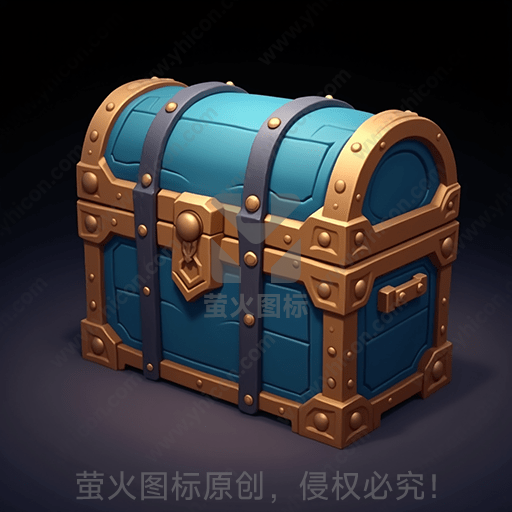 蓝色金属边框的古老宝箱