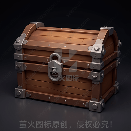 古代样式的棕色木质宝箱