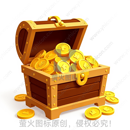 开启的木质宝箱里满是金币