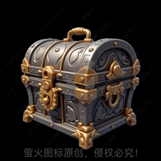 灰色及金色的古老宝箱