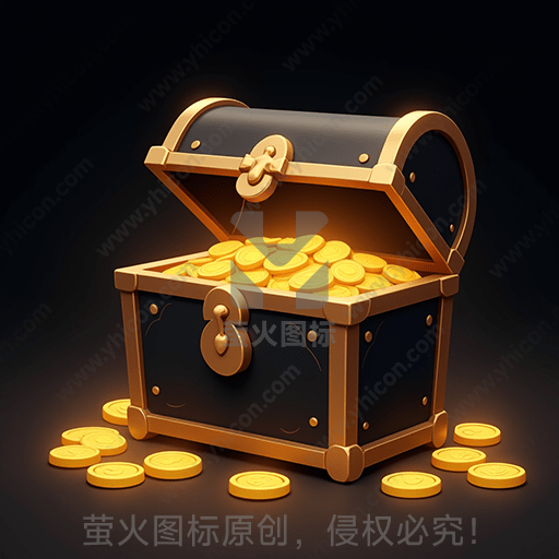 黑色背景下的金币装满的宝箱