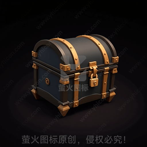 黑色背景中一个古老的宝箱