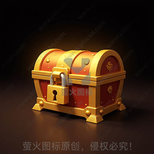 金色边框的红色宝箱，带锁