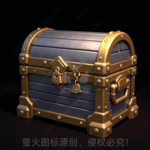 一只朴实的古典宝箱，配有金属锁和边框