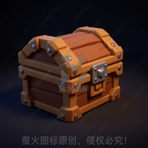漂亮的3D渲染木质宝箱