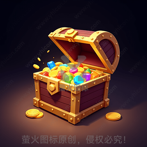 装满宝石与金币的木质宝箱