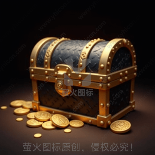一只复古宝箱散落着金币
