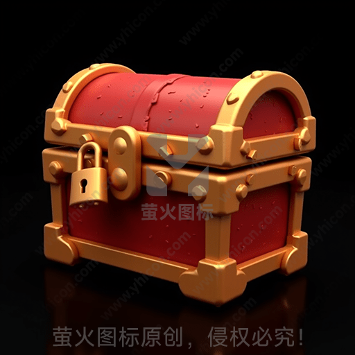 红色和金色的古老宝箱