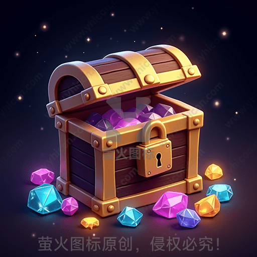 木质宝箱中满是彩色宝石