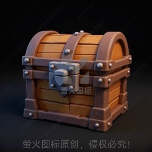 一只复古风格的3D宝箱模型
