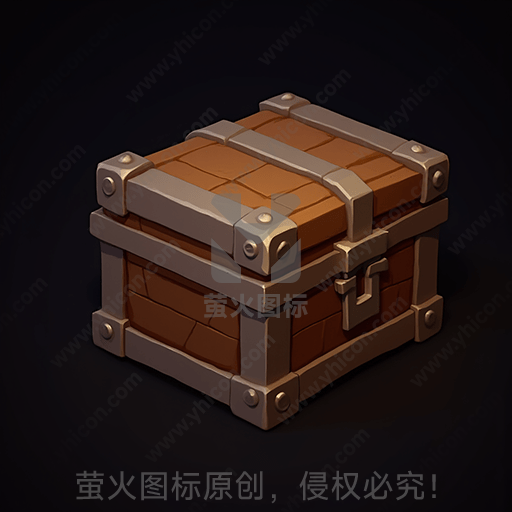 古老式样的木质宝箱，带金属条和锁扣