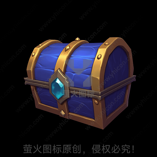 蓝色宝石镶嵌的古典宝箱
