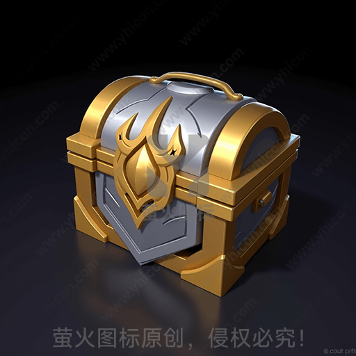 灰色和金色的幻想风格宝箱