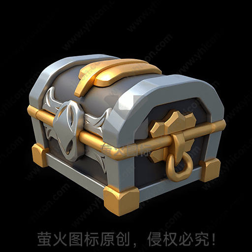 灰色和金色的幻想风格宝箱