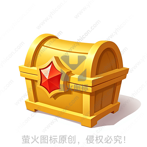黄金色带红宝石的宝箱