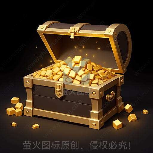 黑色背景下的金色宝箱内装满金块