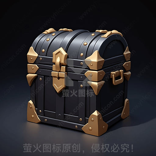 黑色金边装饰的古老宝箱