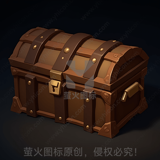 一只深褐色的老式木质宝箱