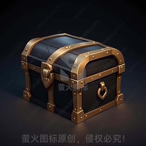 黑色背景上的老式金属宝箱