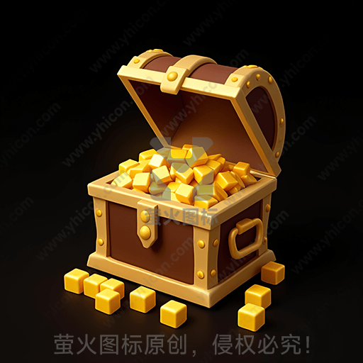 装满金条的棕色宝箱