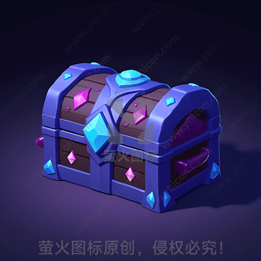 紫蓝色的宝箱，装饰有宝石