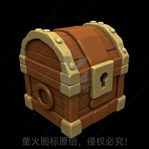 铁边木质宝箱，中心有锁孔