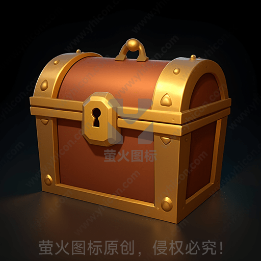 一只复古风格的金色边角的宝箱