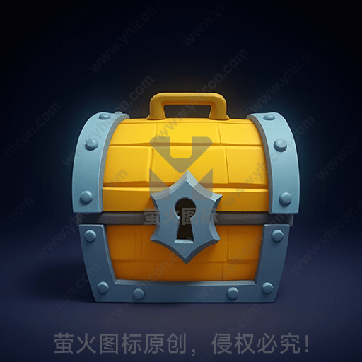 黄色与蓝色相间的卡通宝箱