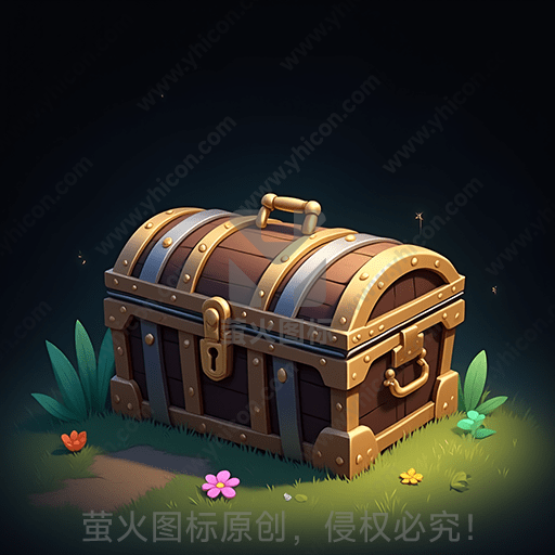 一只带有精致金属条和锁的木质宝箱