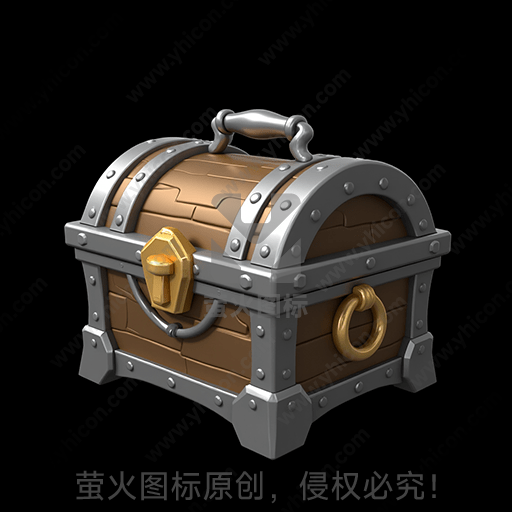 一只复古风格的木质宝箱