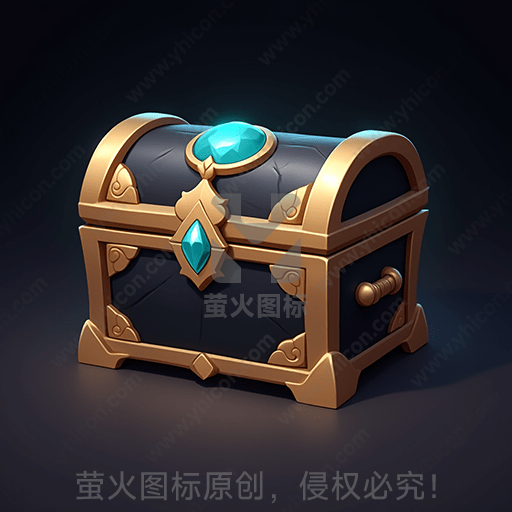 深蓝色宝箱，镶有金边和宝石
