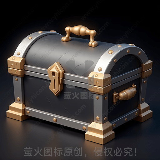 灰色木质带金属扣饰的宝箱