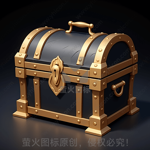 深蓝色和金色的复古宝箱
