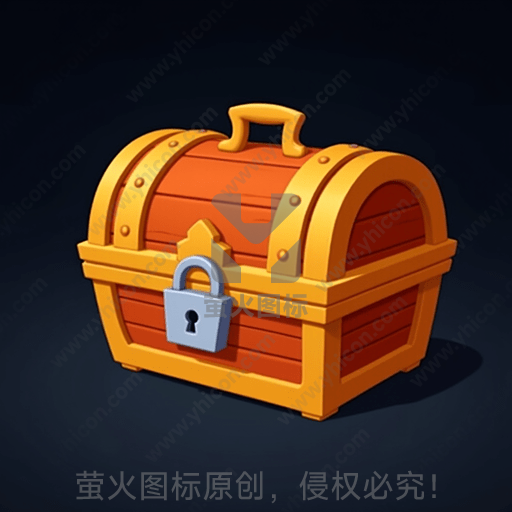 3D卡通风格黄色和棕色的宝箱