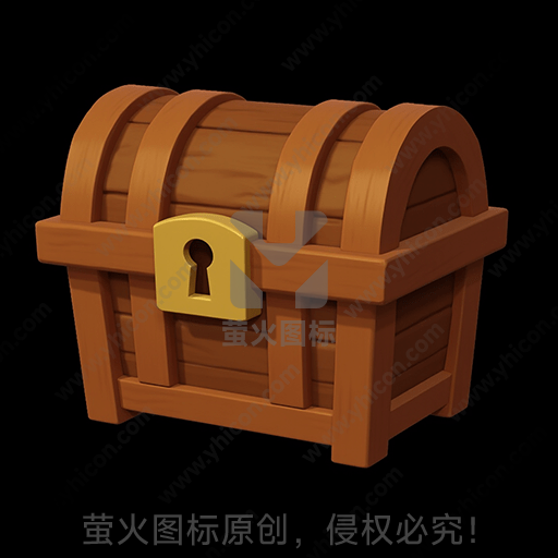 木制的老式宝箱，金色锁扣