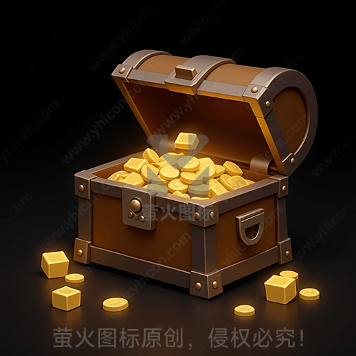 一只打开的宝箱里装满了金币