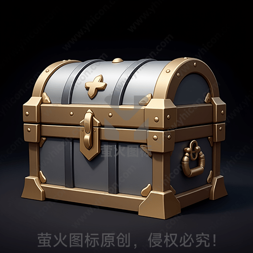 古老的宝箱，金银搭配，中世纪风格