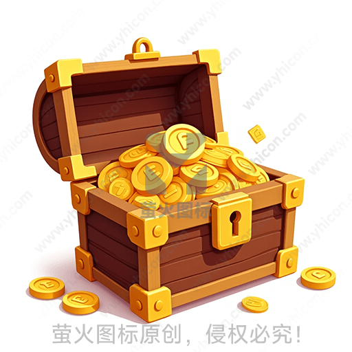 木质宝箱内堆满金币
