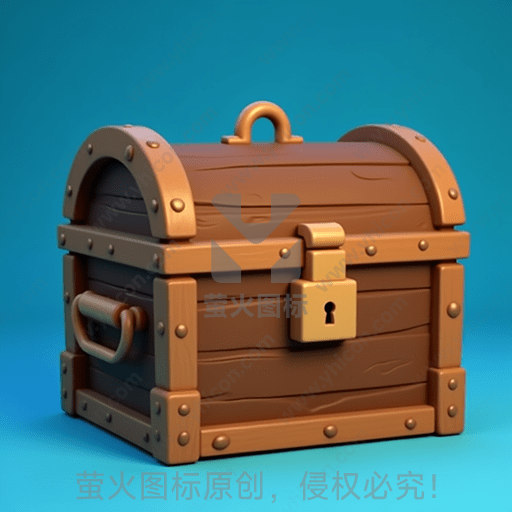 蓝色背景下的棕色复古宝箱