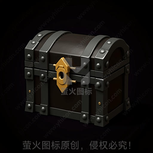 黑色背景上的老式宝箱