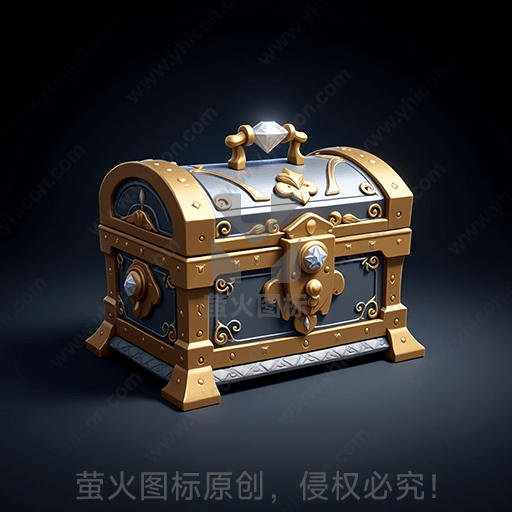 珠宝箱，金属材质，有装饰性图案