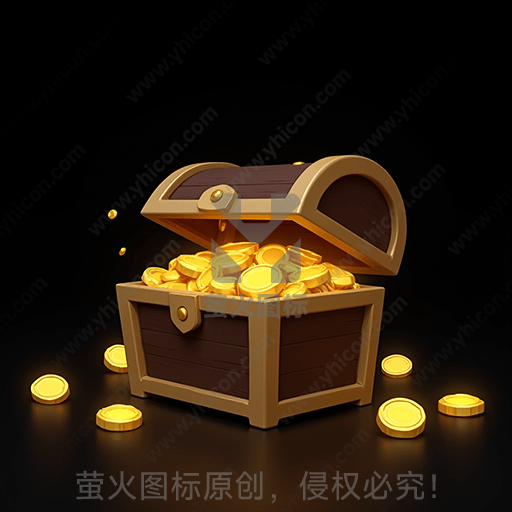 一个打开的宝箱里装满了金币