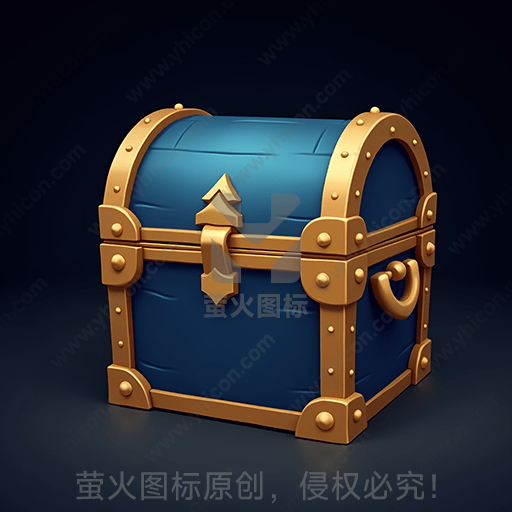 蓝色且金色镶边的木制宝箱