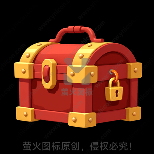 红色带金属扣和锁的宝箱
