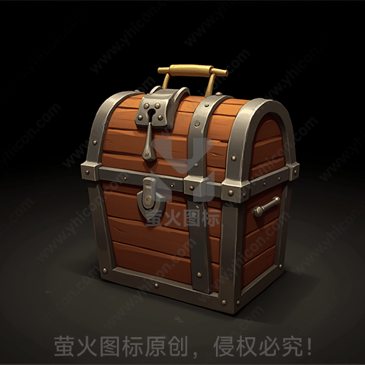 古老的木制宝箱，附有金属锁扣