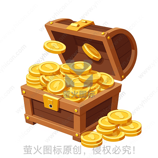 开着的木质宝箱里满是金币